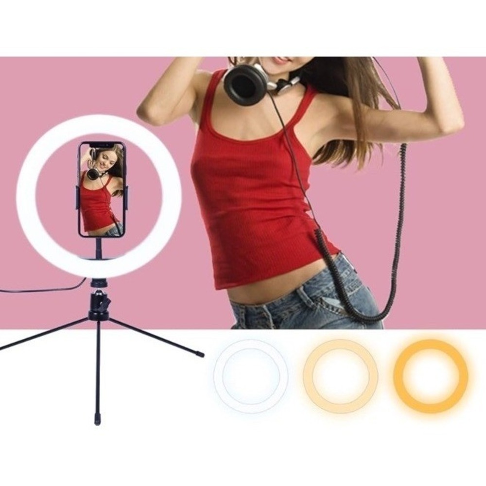 RGB LED‎ Ring Light Soft Lighting Tripod USB Charging for Live Stream Selfie